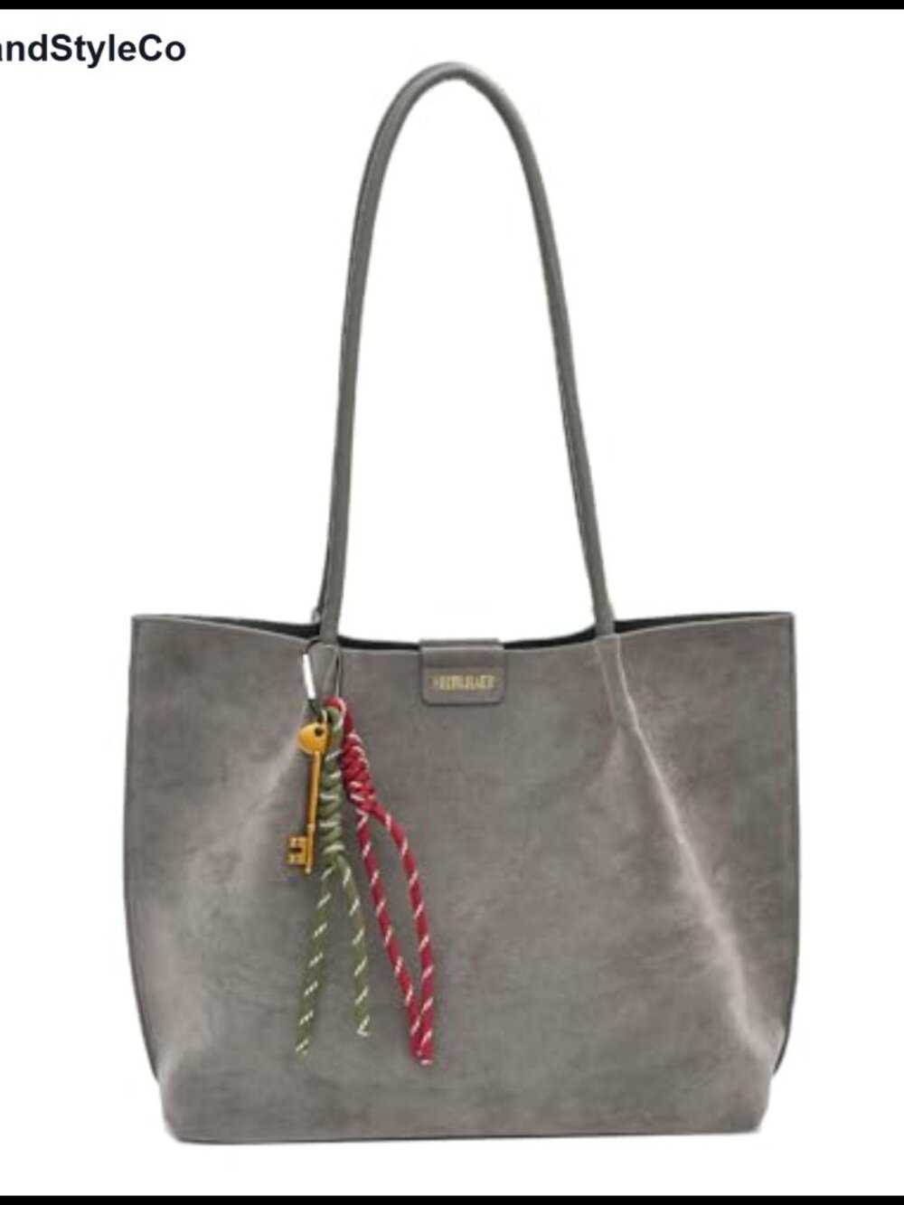 Faux Suede Slouchy Tote Bag Women Shoulder Handbag Magnetic Clasp